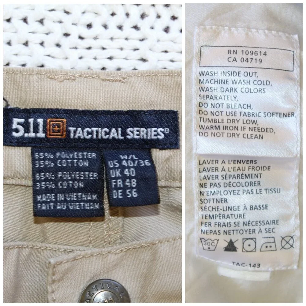 5.11 Men's ABR Pro Tactical Cargo Pants Size 40/36 Khakis Pockets Outdoor Work